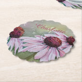 ピンクとブルゴーニュのフローラ ペーパーコースター (アングル)