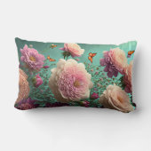 ピンクとブルゴーニュのヴィンテージ牡丹 ランバークッション (裏面)