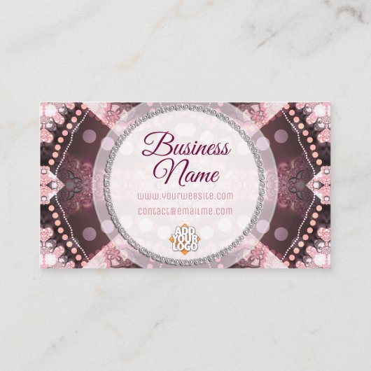 ピンクとブルゴーニュの代替部族用名刺 名刺 (裏面)