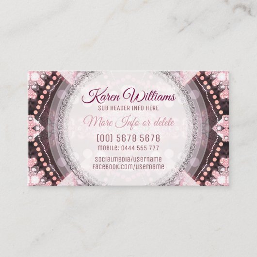 ピンクとブルゴーニュの代替部族用名刺 名刺 (正面)