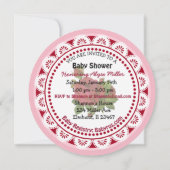 ピンクとブルゴーニュの少女のベビーシャワー招待状 招待状 (裏面)