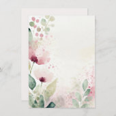 ピンクとブルゴーニュの水の色の空白のフローラ結婚 招待状 (正面/裏面)