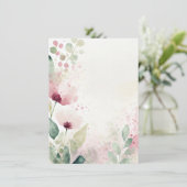 ピンクとブルゴーニュの水の色の空白のフローラ結婚 招待状 (スタンド正面)