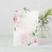 ピンクとブルゴーニュの水の色の空白のフローラ結婚 招待状 (スタンド正面)