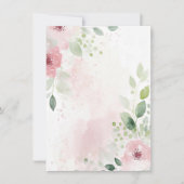 ピンクとブルゴーニュの水の色の空白のフローラ結婚 招待状 (正面)