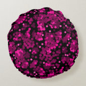 ピンクとブルゴーニュの水玉模様紙吹雪パターン ラウンドクッション (裏面)