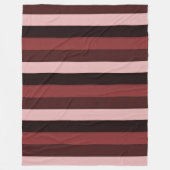 ピンクとブルゴーニュの色合ストライプのい フリースブランケット (正面)