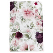 ピンクとブルゴーニュフローラ80誕生日 ミディアムペーパーバッグ (正面)