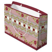 ピンクとブルゴーニュフローラ ラージペーパーバッグ (裏面アングル)