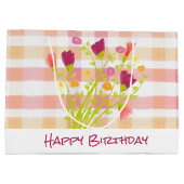 ピンクとブルゴーニュフローラ ラージペーパーバッグ (裏面)