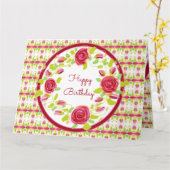 ピンクとブルゴーニュ カード (黄色い花)