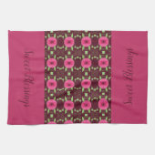 ピンクとブルゴーニュ キッチンタオル (横)