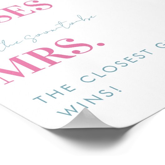 ピンクとブルーいくつのキスブライダルシャワー標識 ポスター (角)