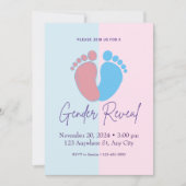 ピンクとブルーかわいい性別公開招待状 招待状 (正面)