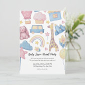 ピンクとブルーかわいい水彩性別が明らかになる 招待状 (スタンド正面)