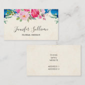 ピンクとブルーかわいらしの花縁どプロフェッショナル 名刺 (正面/裏面)