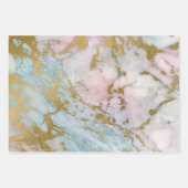 ピンクとブルーとゴールドのマーブル模様 ラッピングペーパーシート (正面)