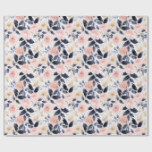ピンクとブルーのおしゃれな花のブライズシャワー ラッピングペーパー (フラット)