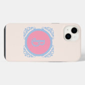 ピンクとブルーのおしゃれな iPhoneケース (裏面横)