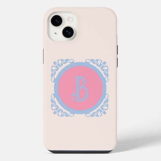ピンクとブルーのおしゃれな iPhoneケース (裏面)