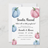 ピンクとブルーのかぼちゃの性別発表 招待状 (正面)