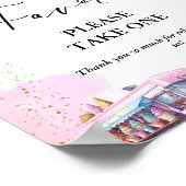 ピンクとブルーのアイスクリームベビーシャワーお気に入りのサイン ポスター (角)