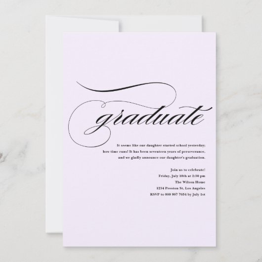 ピンクとブルーのアジサイフローラ卒業写真 招待状 (裏面)