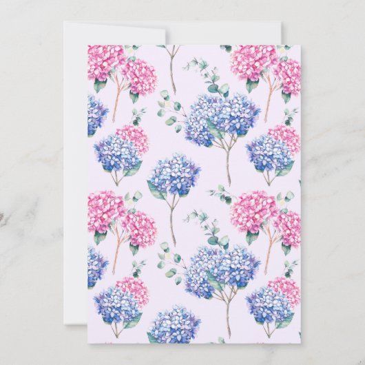 ピンクとブルーのアジサイ第一聖餐式 招待状 (裏面)