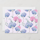 ピンクとブルーのアジサイ花嫁結婚のサイン シーズンカード (裏面)