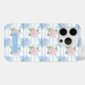 ピンクとブルーのアジサイ ストライプ Case-Mate iPhoneケース (裏面 (横))