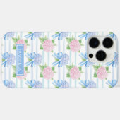 ピンクとブルーのアジサイ ストライプ Case-Mate iPhoneケース (裏面 (横))