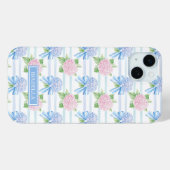 ピンクとブルーのアジサイ ストライプ Case-Mate iPhoneケース (裏面 (横))