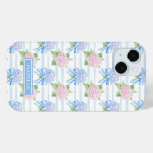 ピンクとブルーのアジサイ ストライプ Case-Mate iPhoneケース (裏面 (横))