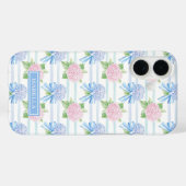 ピンクとブルーのアジサイ ストライプ Case-Mate iPhoneケース (裏面 (横))