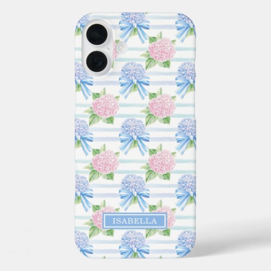 ピンクとブルーのアジサイ ストライプ Case-Mate iPhoneケース (裏面)