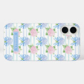 ピンクとブルーのアジサイ ストライプ Case-Mate iPhoneケース (裏面 (横))