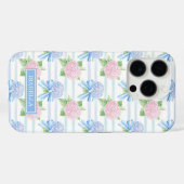 ピンクとブルーのアジサイ ストライプ Case-Mate iPhoneケース (裏面 (横))