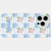 ピンクとブルーのアジサイ ストライプ Case-Mate iPhoneケース (裏面 (横))