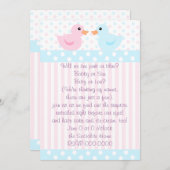 ピンクとブルーのアヒルちゃんたち 招待状 (正面/裏面)