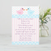 ピンクとブルーのアヒルちゃんたち 招待状 (スタンド正面)