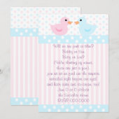 ピンクとブルーのアヒルちゃんたち 招待状 (正面/裏面)