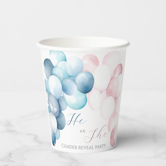ピンクとブルーのアーク水の色の性別の表示 紙コップ (裏面)