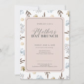 ピンクとブルーのエレガントフローラマザーズデイブランチ 招待状 (正面)