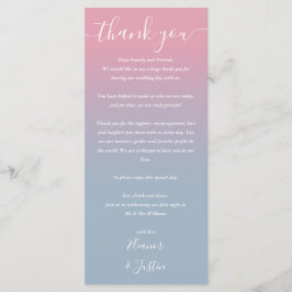 ピンクとブルーのオンブレ ウェディング レセプション プレース カード