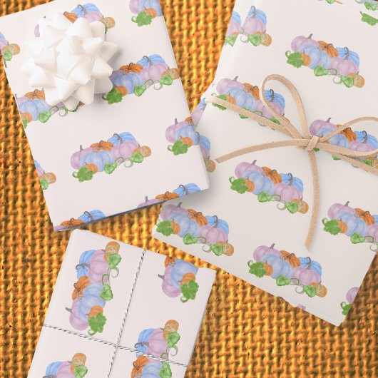 ピンクとブルーのカボチャの性別がギフトラップを明らかにする ラッピングペーパーシート