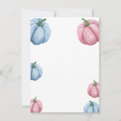 ピンクとブルーのカボチャの性別が明らかになる 招待状 (裏面)