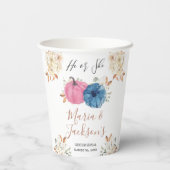 ピンクとブルーのカボチャフローラ性別が白を明かす 紙コップ (裏面)