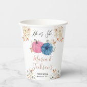 ピンクとブルーのカボチャフローラ性別が白を明かす 紙コップ (正面)