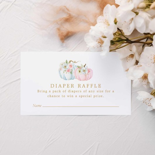 ピンクとブルーのカボチャ性別おむつラッフルを明らかにする エンクロージャーカード