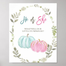 ピンクとブルーのカボチャ投票ボード ポスター